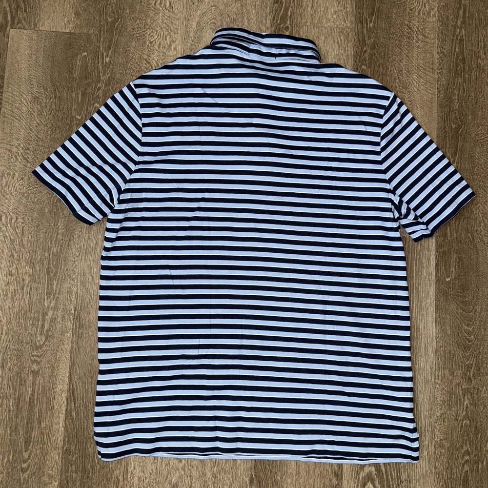 Polo Ralph Lauren Pima Soft Cotton Short Sleeve Polo Men's L Blue White Striped - Picture 3 of 5